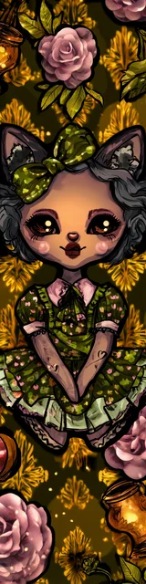 Free kawaii cats bookmark featuring a bronze kawaii cat